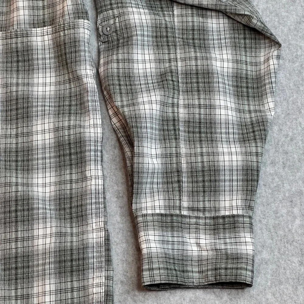 Wrangler Outdoor Series Mens XL Green Plaid Long Sleeve Fishing Hiking Shirt